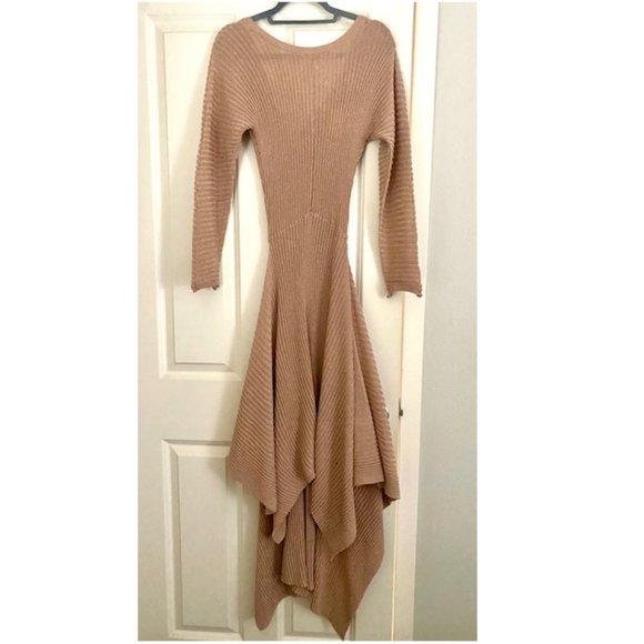 Asymmetrical Hem Metallic Knit Maxi Dress - Picture 2 of 3